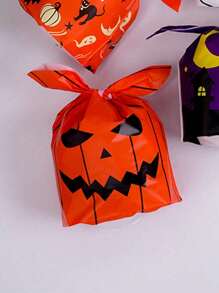 50pcs Halloween Candy Bags, No Candy Or Gift Egg Bag Gifts, Cute Bunny Ears Small Halloween Cookie Plastic Gift Bags, Suitable For Halloween Party Decoration Supplies, Halloween Decorati,Fall Decor,Autumn,Halloween Decorghost Pumpkin.Party Decor