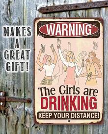 1 Pcs 8" X 12" Funny Bar Sign - Girls Are Drinking Again! Unique Gift For Hen Night. Home Decor Rustic Metal Plaque, Bar Pub Games Room Decor Rustic Style Decor Metal Tin Sign Outdoor Indoor Wall Panel Retro Vintage Mural Gift Ideas Funny Tin Sign Tin Decor Vintage Inspired Wall Poster Men'S Cave Courtyard Garden Wall Decor, Home Decoration, Metal Sign Gift, Wall Art Wall Decor For Home Kitchen Bar Patio Room Garage Retro Tin Poster Plaque 8X12 Inch - 樣式-1 - 查看 4