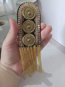 1 件精致手工流苏肩章长链古典胸针水钻 DIY 服装配饰男女适用，精致肩章肩章朋克胸针流苏肩标别针徽章肩闪 Cosplay - 彩色 - 查看 7