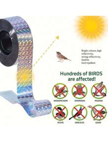 Flashing Color Bird Repellent Tape, Bird Repellent Reflective Tape, Super-Reflective Bird Scare Tape - Durable Pest Repellent Ribbon, Light Reflector That Effectively Repels Birds, For Outdoor Spaces - Easy-To-Use Bird Deterrent Solution, Suitable For Outdoor Trees, Orchards, Gardens, Courtyards, Balconies, Homes, And Farms - Multicolor - View 7