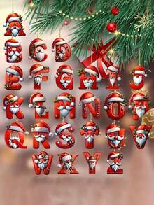 1pc Christmas 26 Alphabet Hanging Decorations - 2D Acrylic Alphabet Tree Hanging Christmas Decorations For Home & Office,Perfect For Holiday Parties & Gifts,Christmas Decrations(Please Remove The Film And Use It,Rope Color Random.)