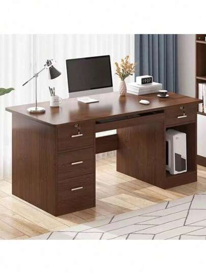 Oficina Escritorio Computadora  De Madera Con Cajones 120cm