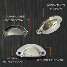 Kit Of 2 Colonial Shell Model Handles With Premium, High-Quality Finish For Drawers, Cabinets, Dressers, Furniture In General - 鉻合金 - 查看 3