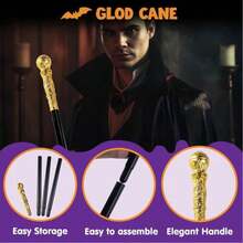 1pc Unique Shaped Creative Walking Stick (Spherical, Snake Head), Egyptian Style King Pimp Cane, Stage Performance Wand, Adult Party Magic Wand, Vintage Staff Prop - Multicolor - View 5