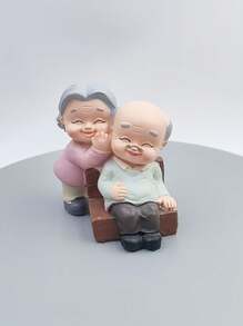 Figuren aus Harz eines älteren Paars mit Hund, handbemalte Skulpturen, die Liebe und Gesellschaft symbolisieren, ideal für verschiedene Räume, perfekt für Innen- und Außendekoration, Geschenk zu Erntedank, Valentinstag, Vatertag und Muttertag, ästhetisches Wohnaccessoire