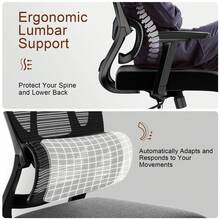 Ergonomic Office Chair, Desk Chair With Adjustable Headrest, Lumbar Support, Large Tilt Angle, Integrated Footrest, Black
