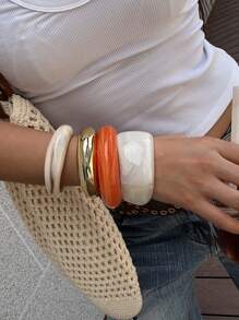 Thoughtfully Designed Smooth Surface Exaggerated Bangle, Niche Jewelry Vintage Bracelet