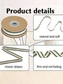 10 码 1 卷圣诞条纹丝带、礼品包装丝带、天然工艺配件、DIY 手工艺品、节日婚礼情人节圣诞节生日派对装饰包装、情人节生日惊喜