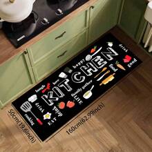 1/3 piezas Juego de alfombras de cocina, alfombra de poliéster tejida antideslizante, lavable a máquina, alfombra rectangular ligera con diseño de comida y vajilla, adecuada para dormitorio, sala de estar, comedor, cocina, baño
