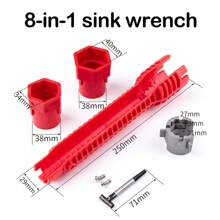 8-In-1 Multi-Functional Kitchen Faucet Wrench, Sink And Faucet Repair Tool Kit, Durable Engineering Plastic - Adjustable Wrench Set For Tight Space Installation And Repair Of Kitchen And Bathroom Plumbing