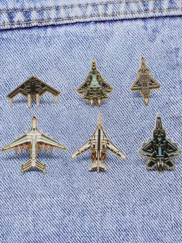 1/6pcs Cartoon B-2 Stealth, F-22 Raptor, An-225 Mriya Dreamliner Brooch Pin, Decorative Lapel Pin For Clothes, Bags, Backpacks Office Accessories Shirts Jacket Jewelry Christmas Halloween