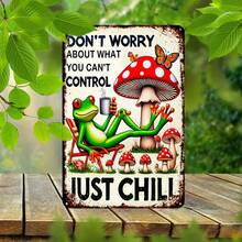 1件装放松青蛙蘑菇维纳斯金属标牌 - 家居、房间、咖啡馆和餐厅励志金属墙饰 - 室内装饰铁艺海报，独特节日礼物，随机孔眼款式 - 彩色 - 查看 5