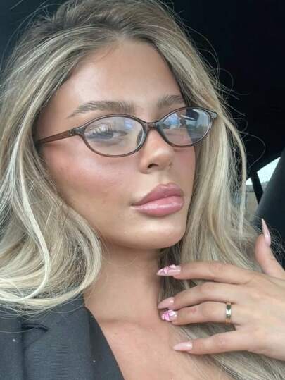 Fashionable Women's Small Frame Oval Stylish High-End European And American Versatile Transparent Glasses, Essential For Commuting And Back To School