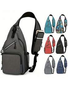 1pc High Quality Lightweight Crossbody Chest Bag For Men And Women, New Style Chest Bag Sports Leisure Multifunctional Simple Casual Business Student Men And Women Fashion Crossbody Bag, Large Capacity With Tablet Compartment, Adjustable Shoulder Strap And Zipper Closure, Sporty Design For Outdoor Travel, Work, Hiking - Multiple Colors (Floral, Solid), Durable Polyester Bag