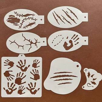 Halloween Holiday Graphic Face Painting Personalized Perforated Hand-Painted Newspaper Drawing Graffiti Face Makeup Auxiliary Template Ruler