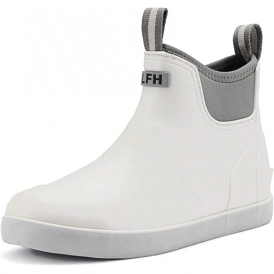 Men's Deck Boots, Waterproof Ankle Rain Boots Men Anti-Slip Traction, Outdoor Rubber Fishing Garden Boots High-Performance Shoes For Farming - 白色 - 查看 1