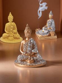 Creative Art Incense Burner Buddha Statue Tea Lamp Candlestick Zen Garden Meditation Home Living Room Desktop Decoration, Home Decoration, Bedroom Decoration, Office And Student, Storage, Wedding Decoration, Home Decoration, Party Decoration, Best Gifts
