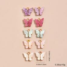 10pcs Light Color Butterfly Pendant Beads - Pastel Pink, Purple, Mint Green & White With Golden-Tone Metal Settings, High-Quality DIY Jewelry Making Supplies For Necklace, Bracelet, Earrings Crafting, Butterfly Jewelry, Creative Crafting, Feminine Style, Fine Craftsmanship, Craft Enthusiasts