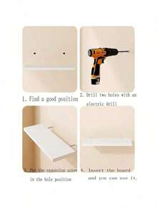 1 kệ nổi vô hình, giá lưu trữ tuyến tính vô hình - Thích hợp cho tường, giá treo tường phòng tắm, kệ trưng bày hiện đại bằng gỗ, giá sách; Phù hợp với phòng ngủ, phòng khách và nhà bếp - trắng - Xem 8