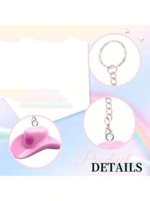 30pcs Pink Cute Hat Keychains, Including 10 Pink Love Cowboy Hats, 10 Pink Cardstock Sheets And 10 White Mesh Bags, Suitable For Creative Gift Keychains, Bags, Pendants, Birthday Party Favors, Birthdays, Weddings, Carnivals Wait.