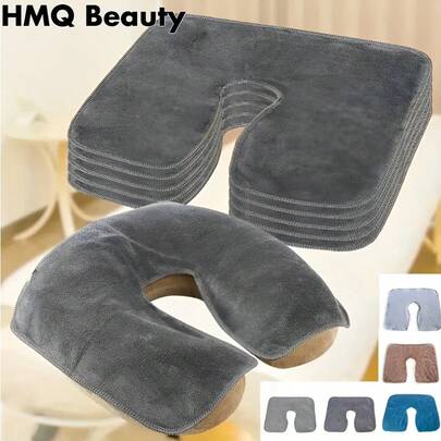 HMQ beauty Heated Massage Desk Cradle Cover Salon Massage Bed Hole Towel Spa U-Shaped Facial Pillow Headrest Cushion Relax Chair SPA Facial Rest Cover