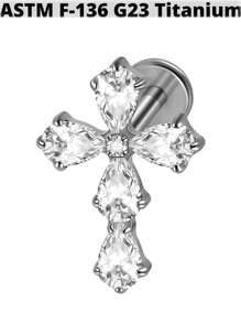 1PC G23 Titanium Zirconia Hexagram Lip Studs Internal Thread Zirconia Butterfly Ear Helix Tragus Cartilage Helix Earrings Body Piercing Jewelry