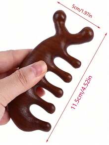 1 Stück Meridian Massage Kamm, Sandelholz Delfinkopf, Schulter und Nacken Massage Kamm, Fünf-Zahn-Holztherapie Kamm, geeignet für Meridian Massage zur Stresslinderung und Stimmungsaufhellung, Körperpflege für Reisen, Outdoor, Sport, Büro, Schule