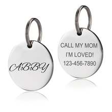 1pc Personalized Pet ID Tag Customizable Round Name And Number Engraved Cat Dog Collar Tag Dog Memorial Tag For Pets Silent Pet Tags - Multicolor - View 9