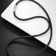 1pc PU Leather Rope Metal Clasp Necklace Choker - Black - View 1