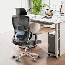 Ergonomic Office Chair, Desk Chair With Adjustable Headrest, Lumbar Support, Large Tilt Angle, Integrated Footrest, Black