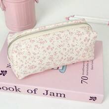 Tempat Pensil Motif Bunga yang Cerah dan Elegan - Terbuat dari Poliester Tahan Lama, Kantong Serbaguna dengan Resleting untuk Mengatur Perlengkapan Kantor, Kosmetik, dan Kebutuhan Kecantikan - Sempurna untuk Sekolah, Kerja, atau Perjalanan 1/2 buah - Putih - View 19