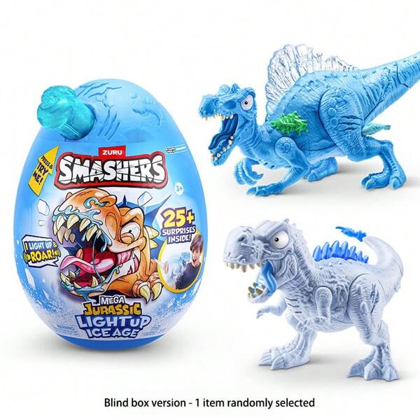 ZURU Huevo misterioso oficial ZURU Smashers - Juguete Jumbo de dinosaurio jurásico de 27 cm con talla grande de 25 sorpresas (azul o blanco al azar) - Conjunto de regalo de cumpleaños para niños