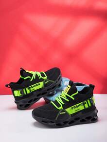 Boys & Girls Breathable Non-Slip Casual Comfortable Fashionable Outdoor Lace-Up Sports Shoes, Suitable For Autumn