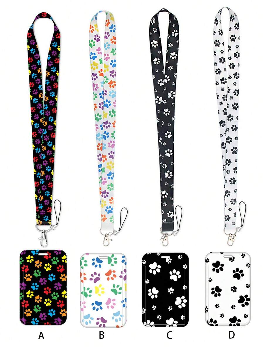 1 Dây đeo thẻ hình bàn chân chó dễ thương, Vỏ cứng đựng thẻ ID dùng cho thẻ xe buýt, thẻ ID, thẻ công việc, thẻ sinh viên, thẻ triển lãm, thẻ sự kiện - Nhiều màu - Xem 1