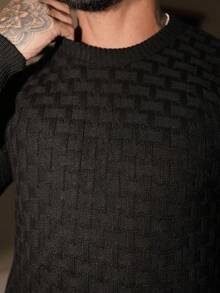 TRICOT DE LUXO Knitted Sweater Links Blouse Men's Basic Chic Thicker Pullover Autumn Winter Father's Day - 黑色 - 查看 5
