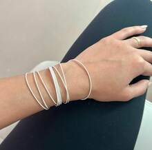 Silver Plated Guitar String Bracelet (SEMI-JEWELRY) - Silver - View 5