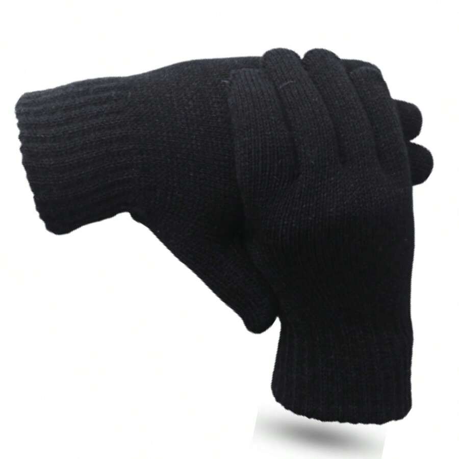Women's Knitted Glove For Cold Winter Days - 黑色 - 查看 1