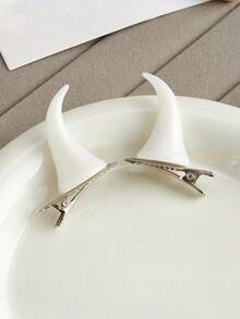 1 对万圣节时尚新款魔鬼角头带发夹小恶魔头饰服装，可爱派对配饰，适合角色扮演万圣节派对节日魔鬼配饰爪夹发爪 - 彩色 - 查看 11