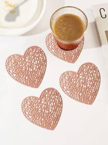 4-6 piezas Posavasos de PVC con forma de corazón para San Valentín, impermeable, fácil de limpiar, antideslizante, resistente al calor, elegantes manteles individuales, manteles de vinilo, decoración de mesa de comedor, almohadillas para mesa de cocina, decoración de bodas festiva