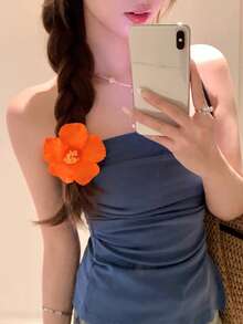 FURDANXINYI 1/6件装夏威夷花朵发夹，女士芙蓉花和莲花发夹，时尚人造花发夹，夏季假日海滩派对发饰，波西米亚风布艺发夹套装，优雅女士发夹，夏季女士发饰，送给女孩的绝佳礼物，情人节超值套装，发爪，发夹，发卡，发夹，头饰，发卡 - 彩色 - 查看 9