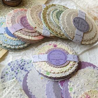 MOCARD 1 包 50 张复古风格圆形材料纸个性化垃圾日记本设计纸美学剪贴簿创意 DIY 拼贴卡片材料手工手账办公和学校用品