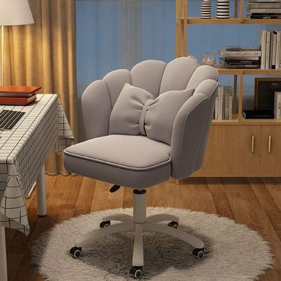 Vanity Chair Velvet Petal Desk Chair Upholstered Modern Tufted Home Office Chair With Back, Height Adjustable Computer Task Chair For Bedroom Living Room