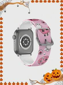 1pc Halloween Orange Pumpkin & Black Ghost Soft Elastic Breathable Comfortable Wristband Replacement Watch Band Compatible With Samsung, Garmin, Honor Smartwatches, Apple Watch 38mm 40mm 41mm 45mm 44mm 42mm 49mm, Fashionable Casual Multi-Color Silicone Watch Band Compatible With Apple Watch Ultra Series SE/10/9/8/7/6/5/4/3/2/1, 1pc Colorful Flower Soft Elastic Breathable Comfortable Wristband Replacement Watch Band Compatible With Apple Watch
