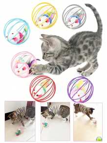 Colorful Caged Mice Relieve Boredom Fun And Fun Toy Set - Keep Your Cat Entertained With Interactive Rolling Balls & Mouse Toys