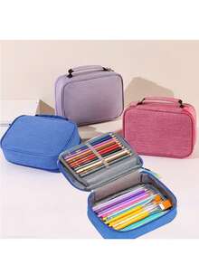 Estuche para lápices de gran capacidad de tela Oxford - Diseño creativo de tienda, organizador multicompartimento para bolígrafos, marcadores y cosméticos, bolsa de almacenamiento portátil para el escritorio, caja de lápices, almacenamiento de maquillaje - Multicolor - Ver 5