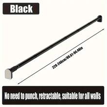 1 Piece, Adjustable Golden Tension Rod, Non-Punched Multi-Purpose Telescopic Rod, Used For Shower Curtains, Clothes Hanging, Wardrobes, Bedroom Wardrobe Hangers, Multi-Functional Balcony Hangers, Household Bathroom Accessories, Non-Punched Household Curtain Rods - Black - View 7