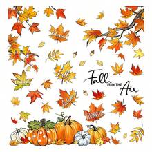 42 pegatinas de ventana de otoño, pegatinas de hojas de pepino para ventanas, pegatinas de vidrio de doble cara, para decoración de fiestas familiares de cosecha de otoño, Acción de Gracias, exhibición de tiendas y decoración de ventanas navideñas