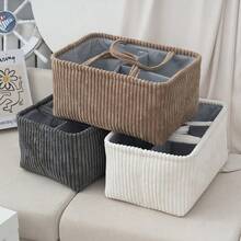 Multi-Functional Cute Handheld Storage Basket, Outdoor Tabletop Compartment Storage Bag, Simple Retro Style Indoor Creative Household Storage Basket - Multicolor - View 1