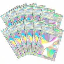 Smell Proof Bags And Resealable Foil Pouch Mylar Sample Bag Great For Party Favor Food Storage Holographic Color (50pcs6x9 Inch) - 2.3x3 Inch - View 1