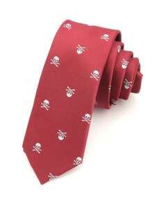 1pc 6CM Skull Tie, Street Punk Rock Goth Style For Halloween